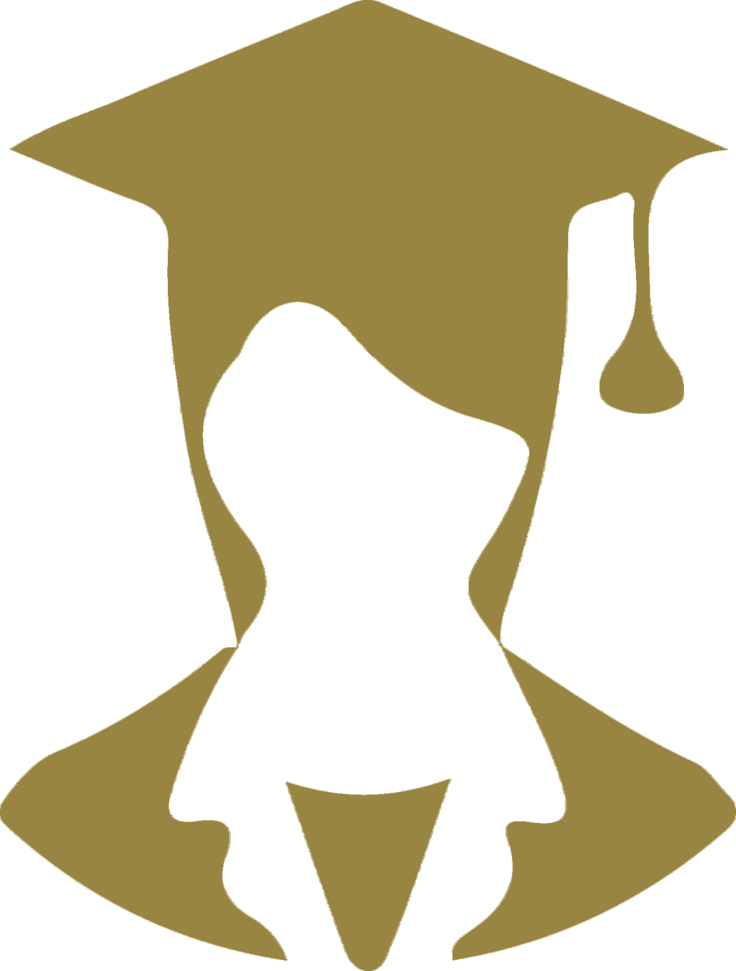 golden outline of female graduate with graduation cap and gown