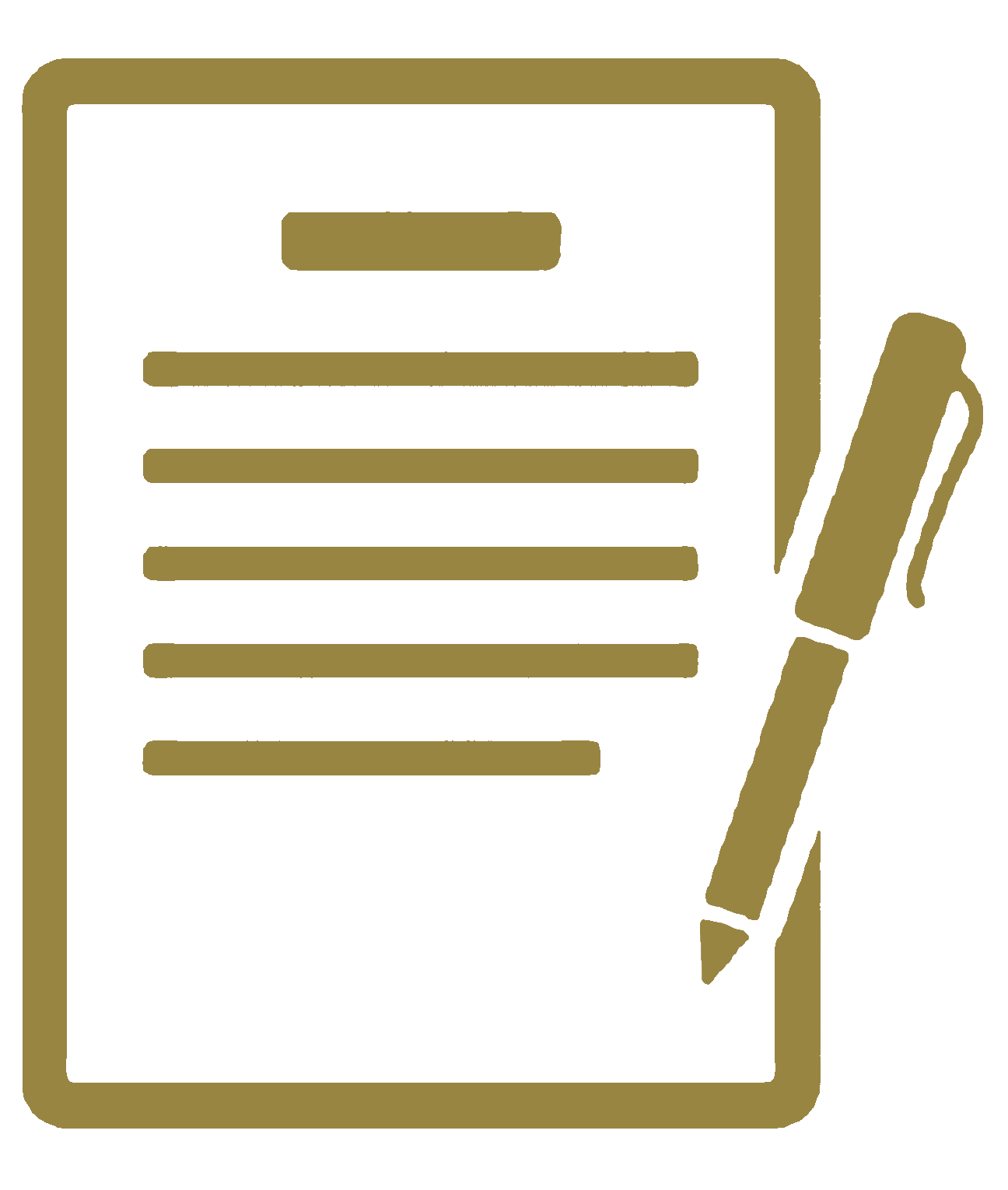 gold outline of document with pen