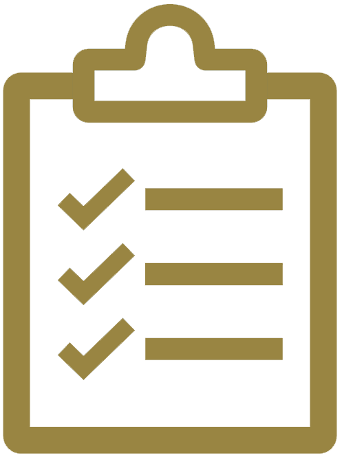 Gold image icon of checklist on clipboard
