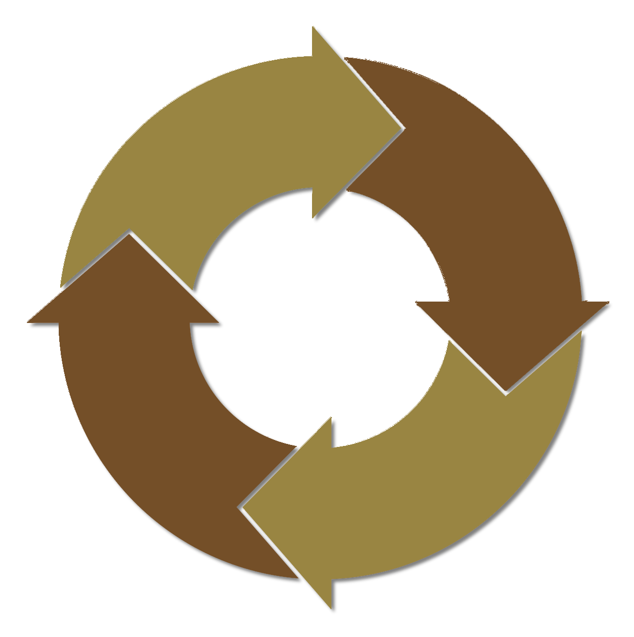 Different color arrows directing in a circle