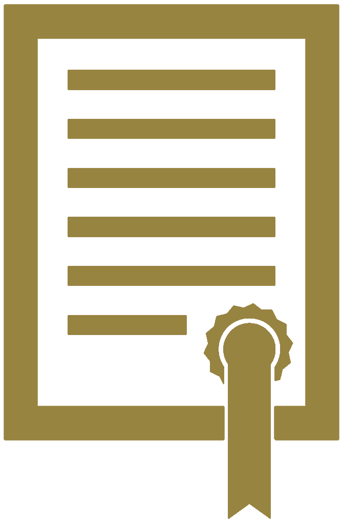 Golden image of document with ribbon